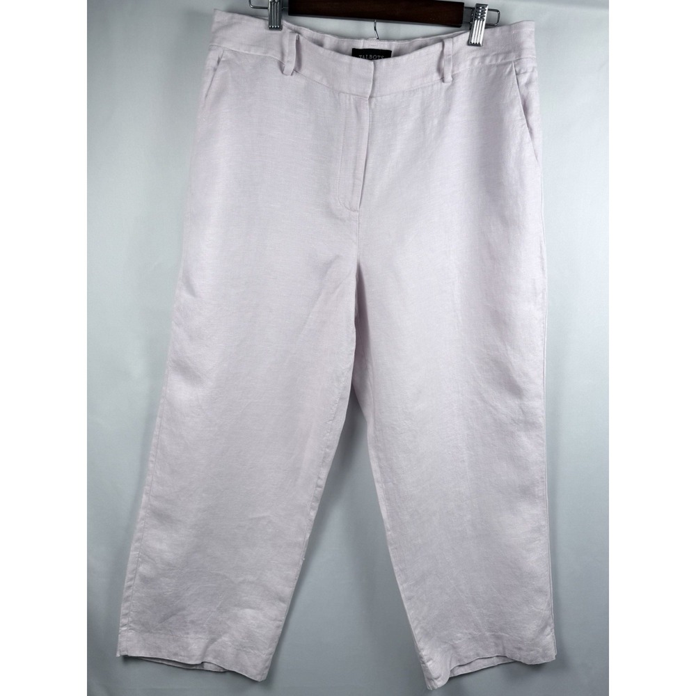 Talbots Women's Size 12 100% Linen Blush Pink Straight Leg Pants Coastal